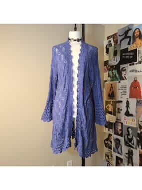 Open Knit Longline Cardigan Bohemian Crochet